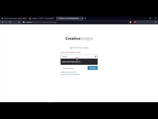 Secure Login System in PHP CodeIgniter Demo