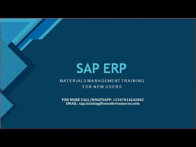 SAP ERP Materials Management (MM) Training for New Users