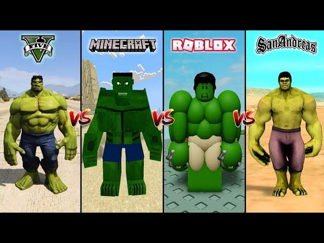 GTA 5 Hulk vs Minecraft Hulk vs Roblox Hulk vs GTA SA Hulk - WHO IS BEST?