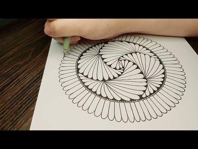 Circle HAMADOX tangle pattern | Doodle Pattern | Zentangle doodle | Drawing tutorial