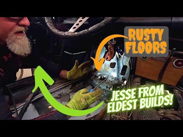 Welding our Rusty Floors in our Fiat 124 Spider Project w/ ELDEST BUILDS!