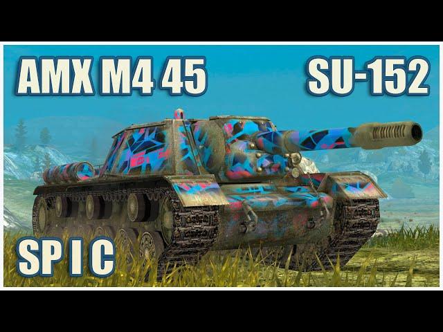 AMX M4 mle. 45, SU-152 & SP I C • WoT Blitz Gameplay