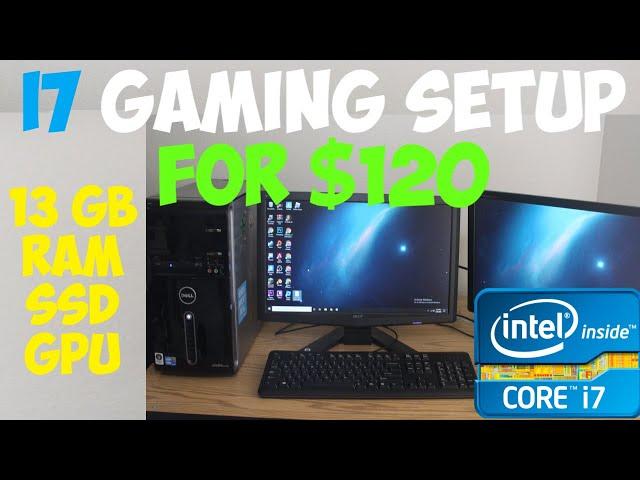 ($120) ENTIRE GAMING COMPUTER SETUP for CHEAP! I7 13GB RAM SSD GPU