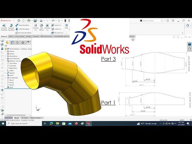 Solidworks Sheet Metal tutorial Sheet Metal Elbow