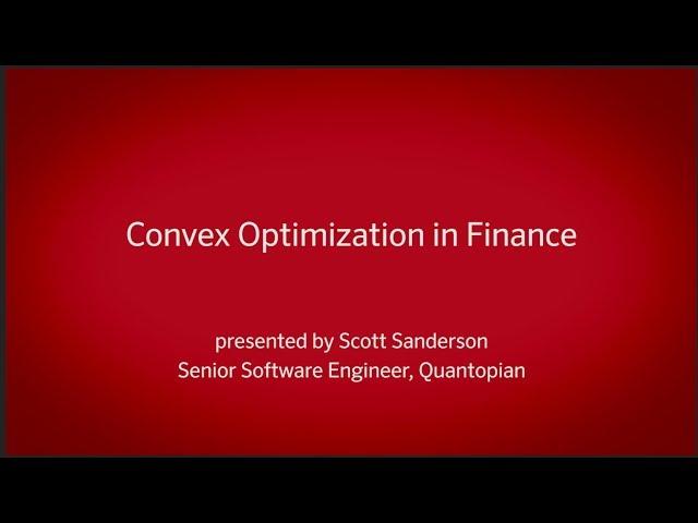 Convex Optimization for Finance