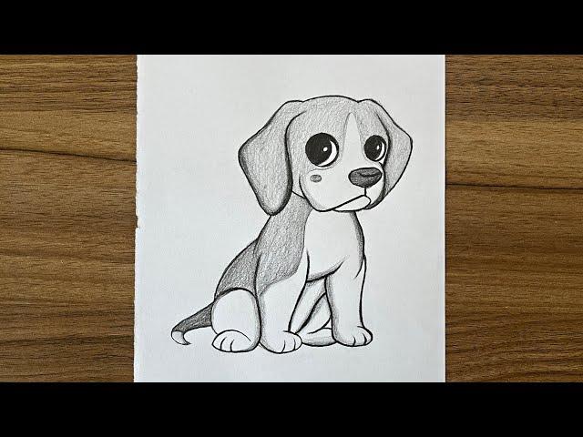 How to draw a cute dog step by step || Easy drawing for beginners || Pencil sketch for beginners