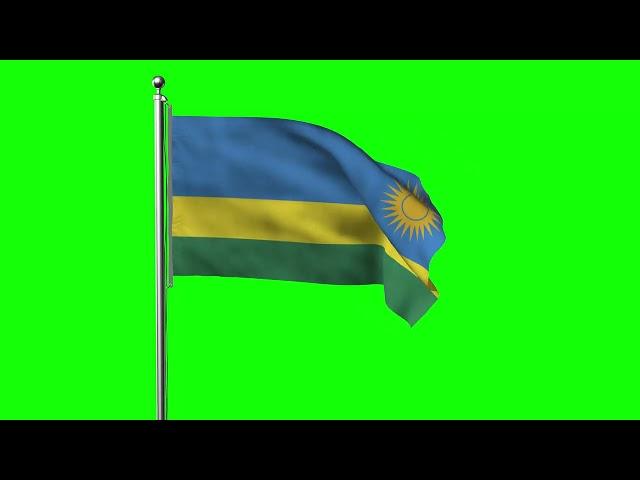 Green screen Footage | Rwanda Waving Flag Green Screen Animation | Royalty-Free