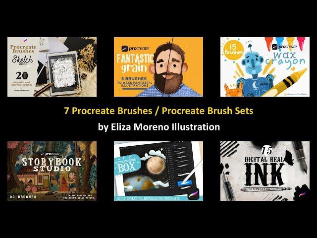 7 Procreate Brushes / Procreate Brush Sets by Eliza Moreno Illustration