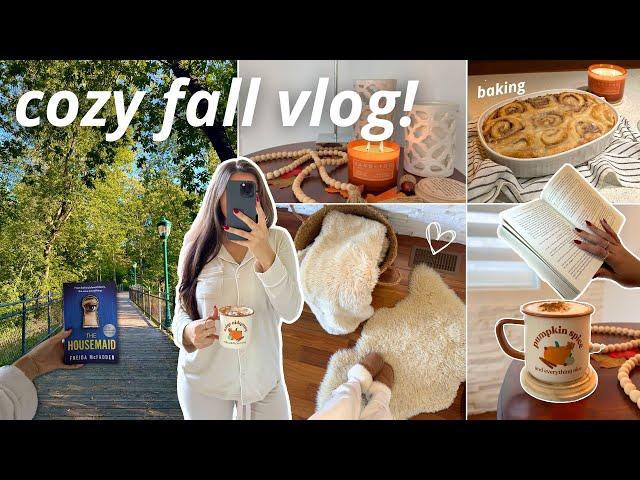 COZY FALL VLOG: september day, romanticizing fall, autumn decor, baking, skin care & reading