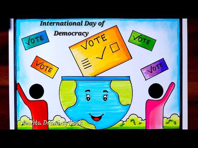 International Day of democracy drawing | Voters Awareness Drawing | Democracy Day Drawing Easy