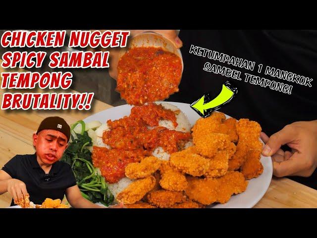 GILA! KEPEDESAN MAKAN CHICKEN NUGGET SPICY SAMBEL TEMPONG TERPEDAS DI INDONESIA!!