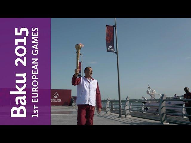 Baku 2015 Flame arrives in Baku in spectacular style