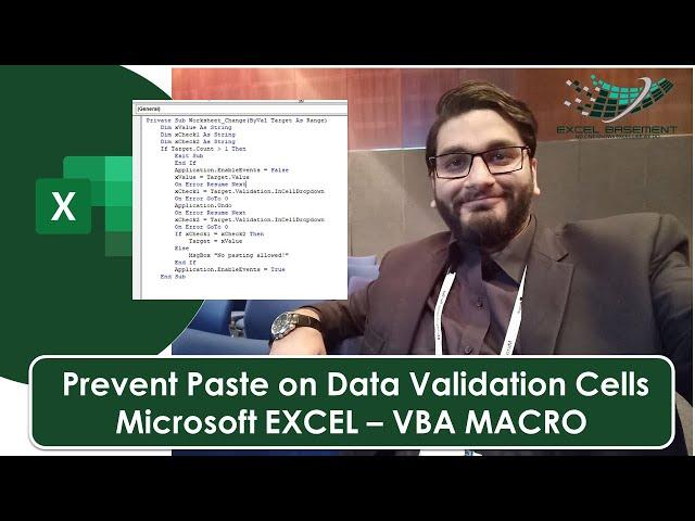 How to Prevent Paste on Data Validation cell in Microsoft Excel? Solved via VBA MACRO