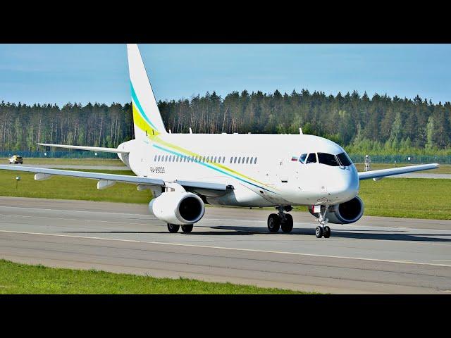 Sukhoi SuperJet-100 in interesting colors took off masterfully. RusJet.