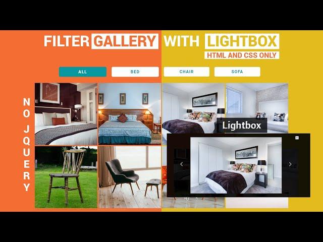 Filter Gallery With Lightbox Using HTML & CSS Only | Gallery Filtering With Lightbox | NO JQUERY