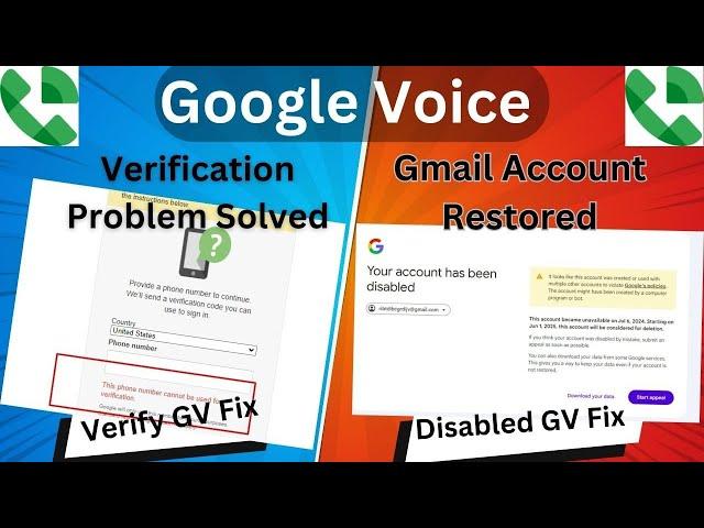 Google Voice Account Disabled Fixed-Gmail Account Restored- Google Voice Verification Problem Solved