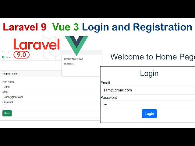 Login Registration Form Restful Api Using Laravel 9 and  Vue 3