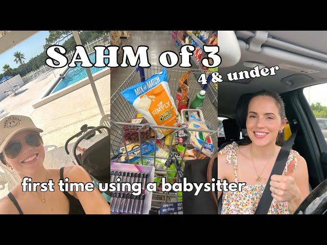 first time using a babysitter + first solo pool day with 3 kids! | DITL of a stay at home mom