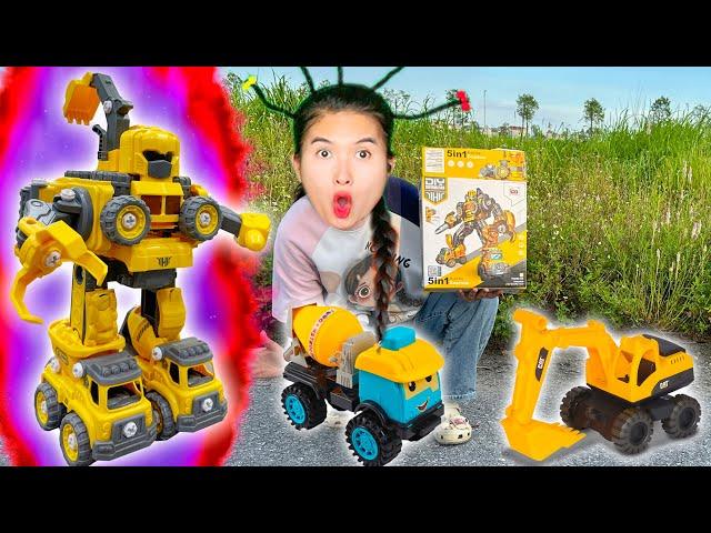 Changcady review các loại xe ô tô lắp ghép thành siêu nhân robot, xe máy xúc, xe bê tông...