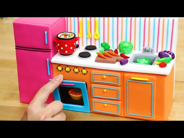 Miniature Kitchen Cake with Tiny Vegetables by Cakes StepbyStep