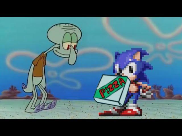 Squidward Trying To Get A Pizza From Sonic