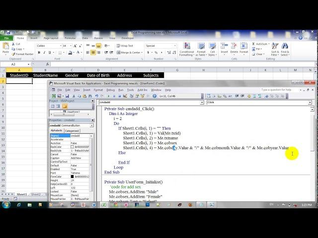 Add data in Excel programming part 4