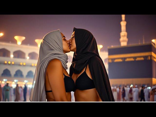 Muslim Women Tongue Kiss At Al Kaaba | Lesbians Kissing Video