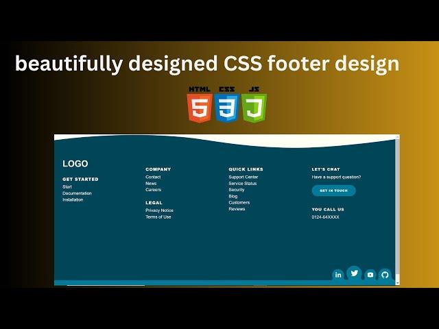 Attractive Responsive Footer with Social Media Icons Using HTML and CSS for Beginners