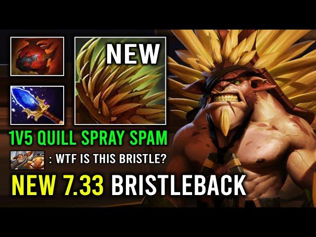 NEW 7.33 Bristleback 1v5 Run Down Enemy with Max Quill Spray +500 Damage Per Hit Dota 2