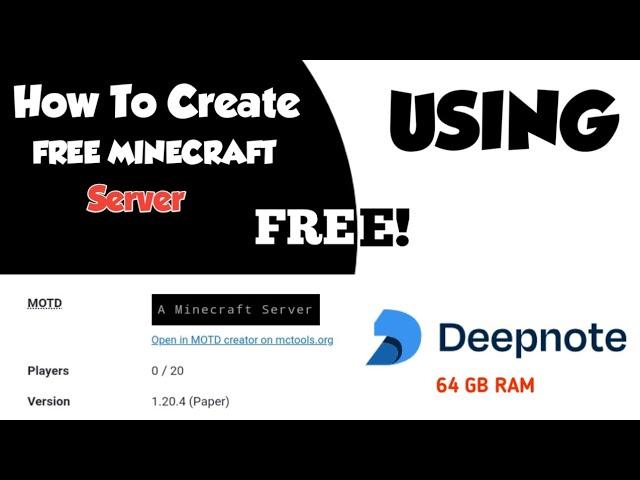 HOW TO CREATE 16GB RAM MINECRAFT SERVER USING DEEPNOTE || 64GB RAM || UNLIMITED VPS || FREE VPS