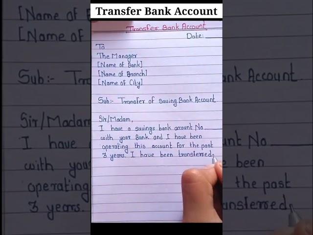 Bank Account Transfer Application  #shorts #short #letterwriting #application