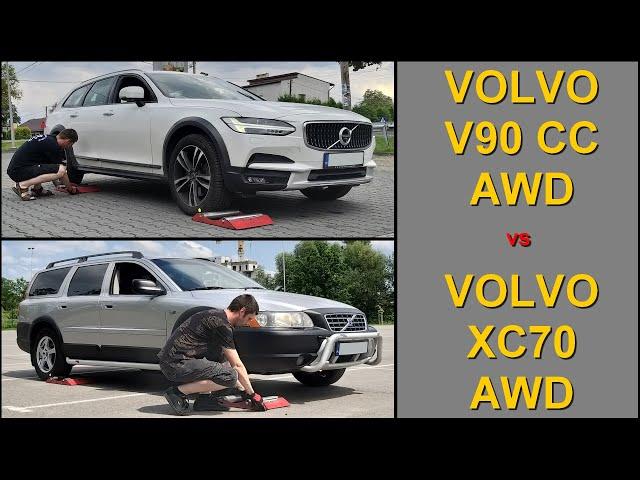 SLIP TEST - Volvo V90 CC AWD vs Volvo XC70 / V70 XC AWD - @4x4.tests.on.rollers