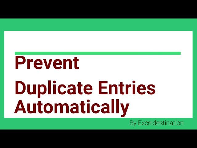 Prevent Duplicate Entries in Excel Automatically with VBA Macro