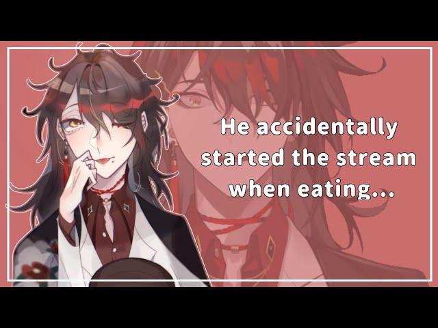 He accidentally started his stream when eating!?  |  [VOX AKUMA - Nijisanji EN]