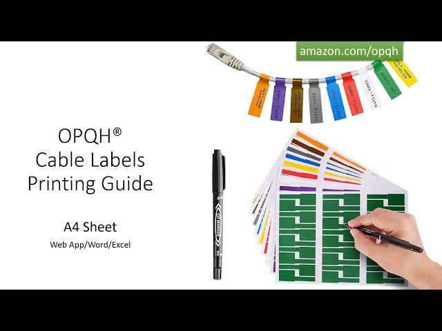 OPQH Cable Labels Printing Guide, A4 Sheet