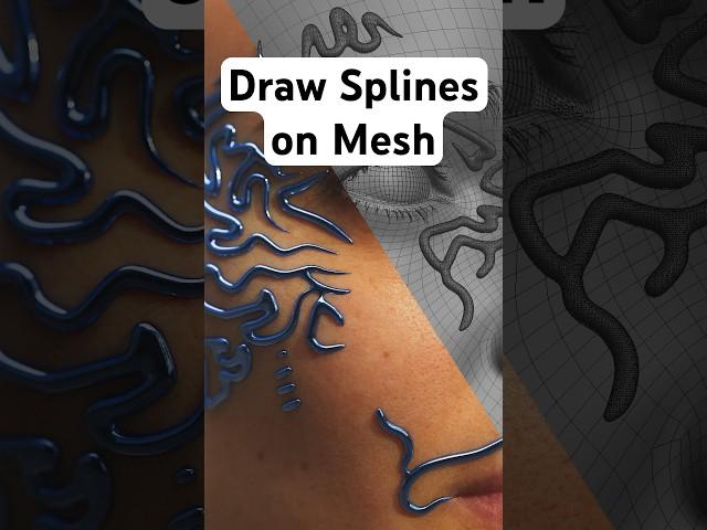 Draw splines directly onto a mesh in Cinema 4D #cinema4d #3d #blender