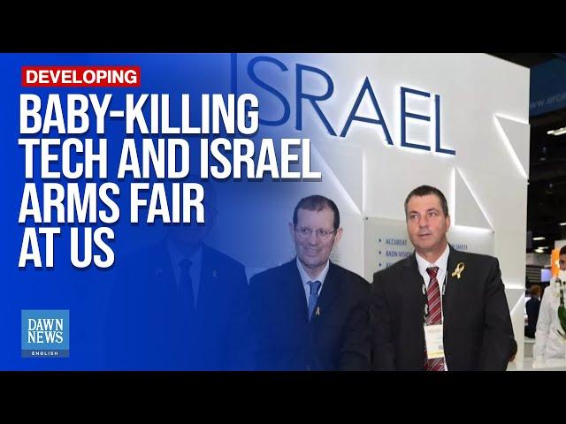 Watch: American asks Israeli pavilion at military industry fair about baby-killing tech | Dawn News