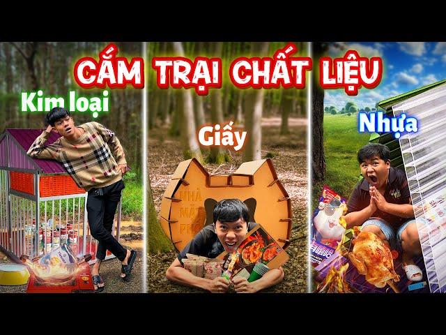 24h Cắm Trại Làm Nhà Bằng Giấy vs Nhựa vs Sắt | Cắm Trại Theo Vật Liệu Giấy Nhựa Sắt