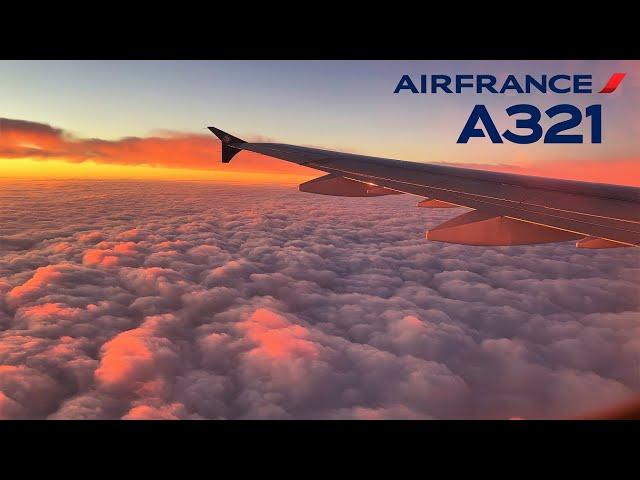 Pink Sunrise -  Berlin Brandenburg BER - Paris CDG  Air France Airbus A321 [FULL FLIGHT REPORT]