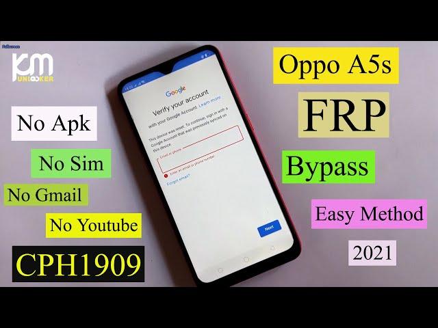 Oppo A5s CPH1909- AX5S CPH1920 FRP Bypass-Google Account Without Pc 2021 | Oppo A5s FRP Unlock 2021