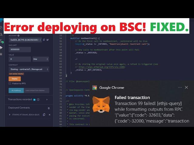 Cant deploy on BSC | "ERROR" Transaction failed! | Fixed