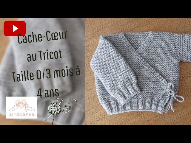 Cache-Cœur au tricot de la taille 0/3 mois à 4 ans