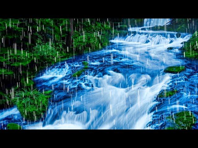 Rainstorm & Rushing River White Noise for Sleeping | 10 Hour Rain + Water Sounds