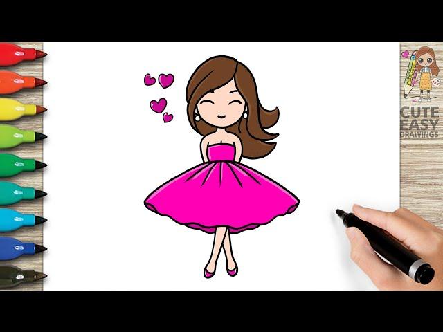 How to Draw a Barbie Doll | How to Draw a Cute Girl Step by Step Easy Drawings