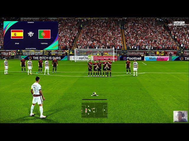 PES 2021 | Spain vs Portugal | C.Ronaldo Free Kick Goal | Gameplay PC