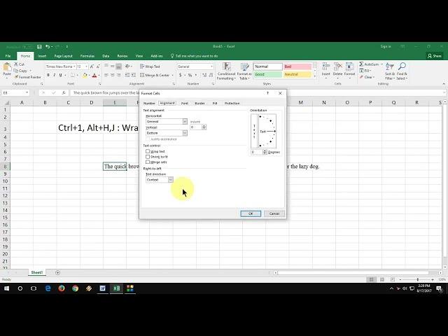 Shortcut key to Wrap & Justify Text in MS Excel All Versions