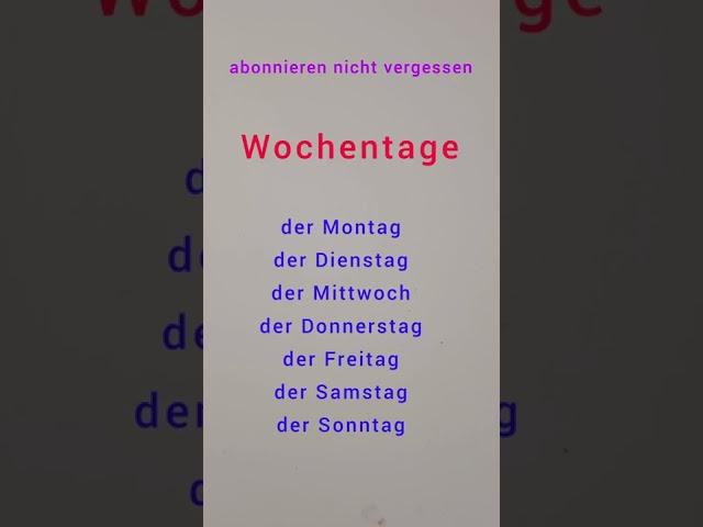 Deutsch Wochentage #shorts #videos  #briefland