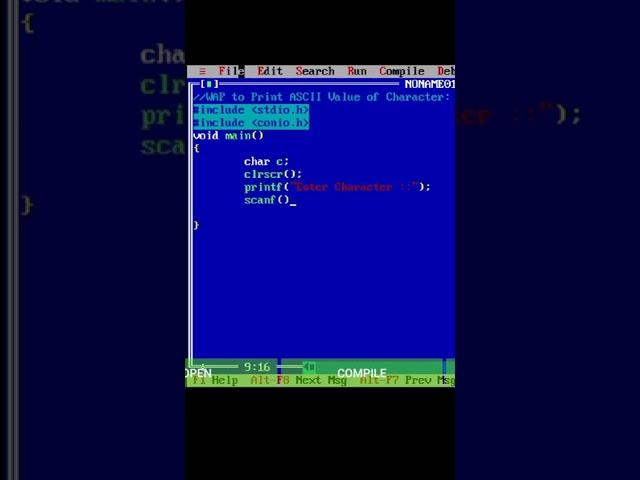 write a program to print ASCII value of character||turbo c||c++