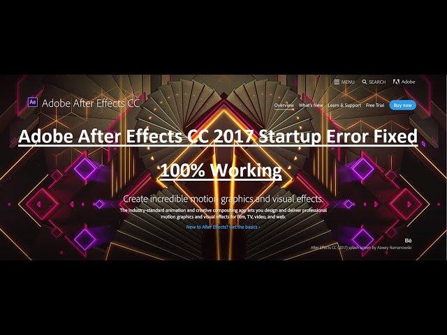 After Effects CC 2017 Startup Error Fix 100% Working