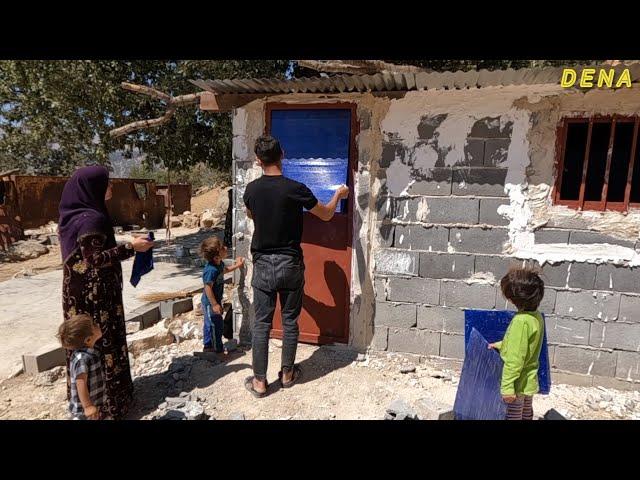 Installation of glass for the door and window by Isa's brother Dariush